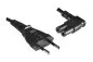 Preview: Power cord Euro plug type C to C7 90° (left, right), 0,75mm², VDE, black, length 1,50m